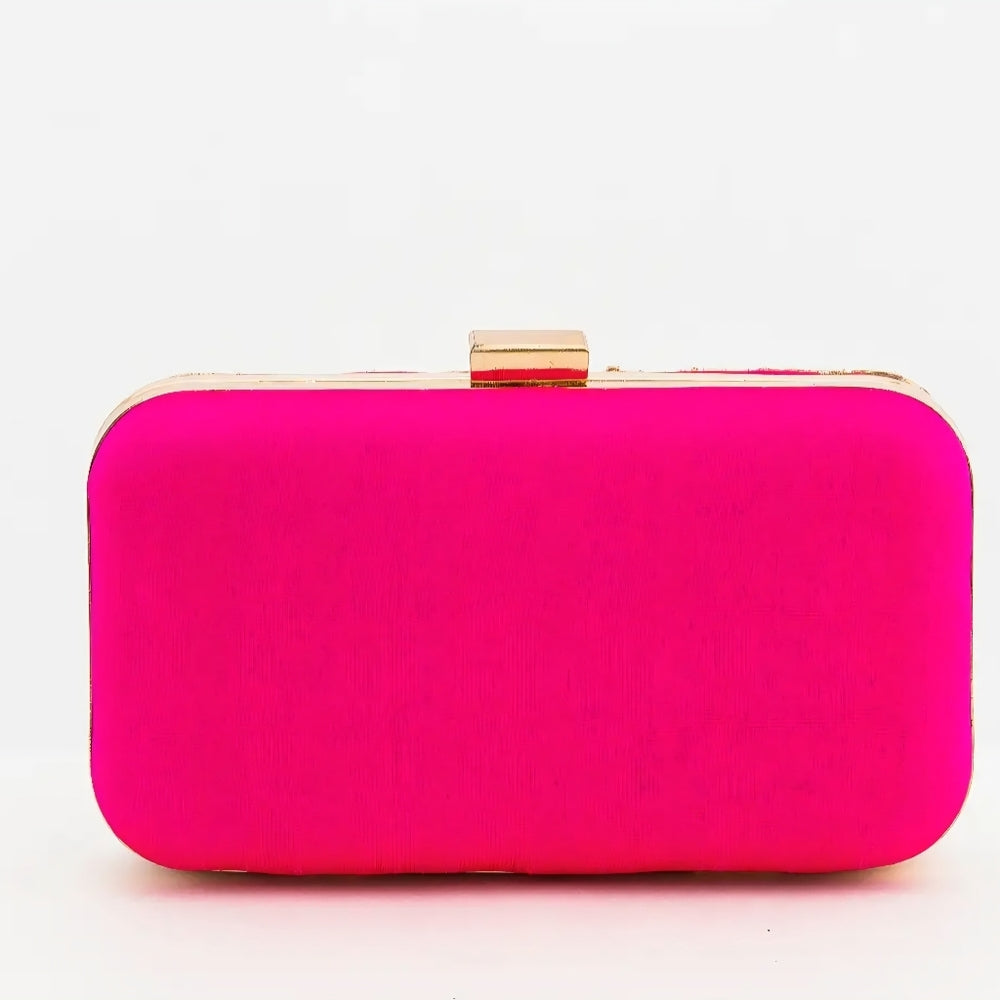 Embroidered Pink Clutch
