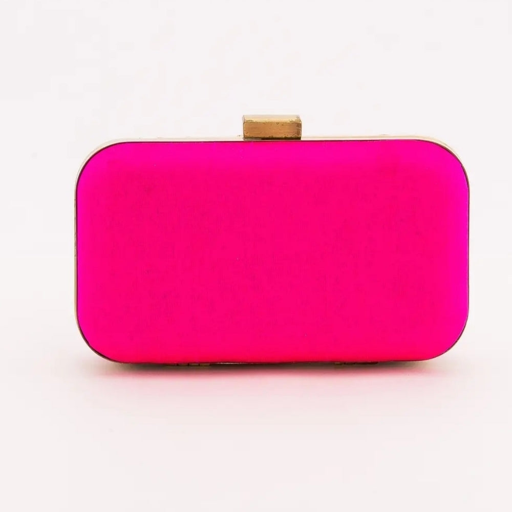 Elegant Pink and Gold Embroidered Clutch