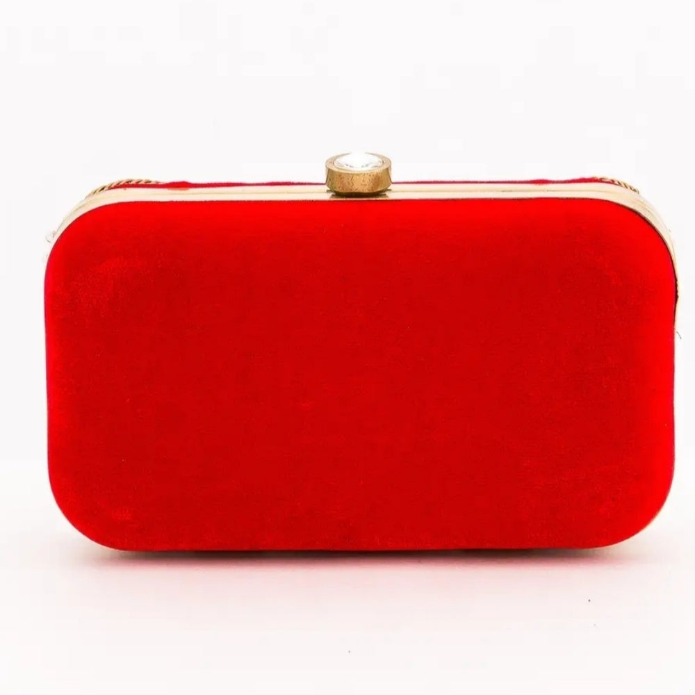 Elegant Red Clutch with Gold Embellishments