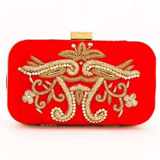 Elegant Red and Gold Clutch