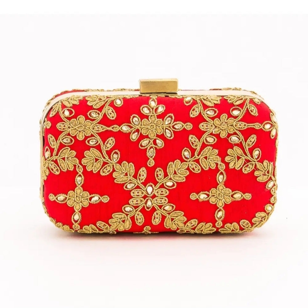 Elegant Red and Gold Clutch