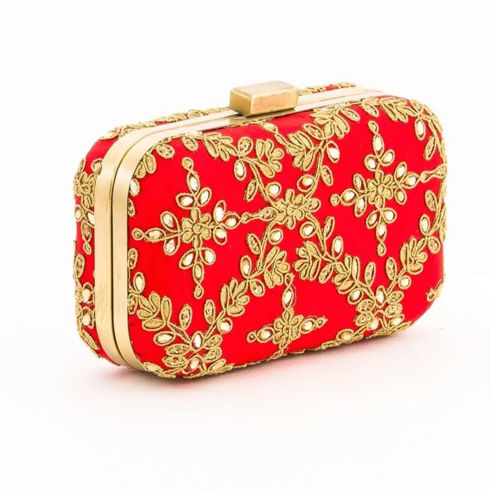 Elegant Red and Gold Clutch