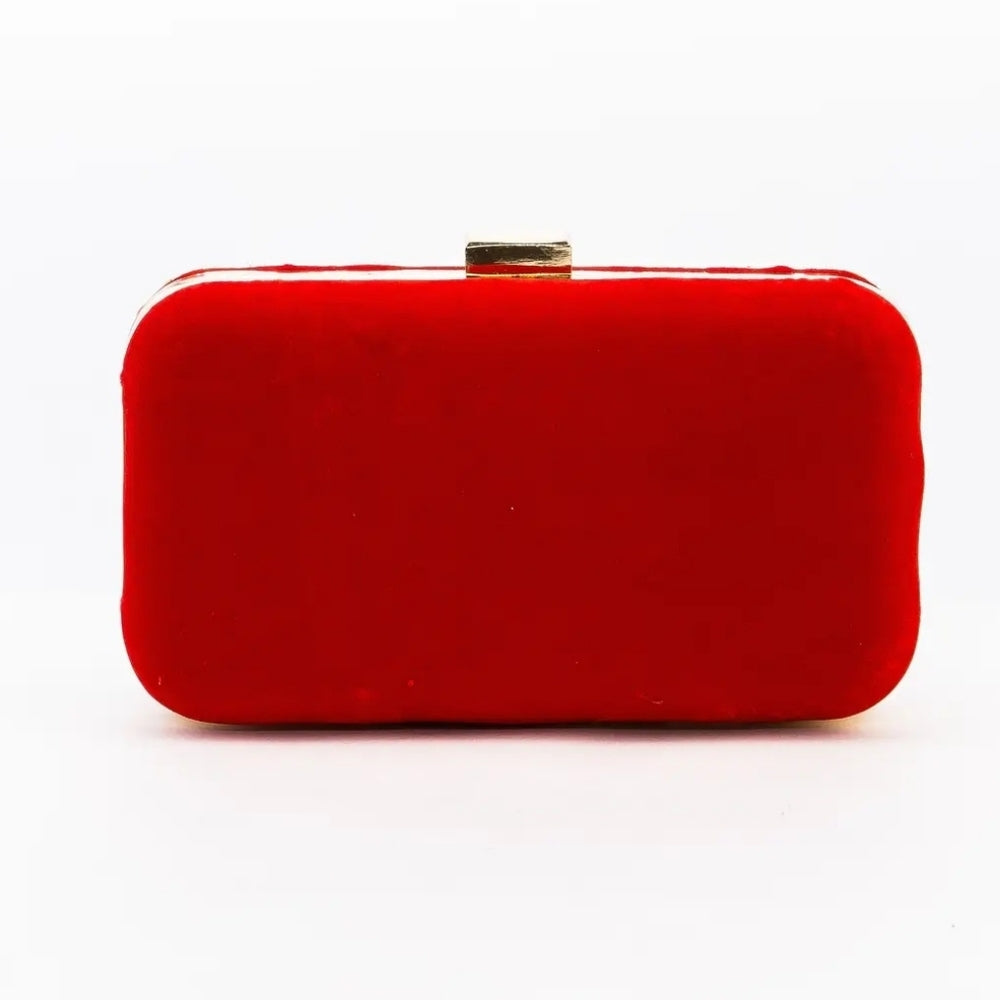 Elegant Red and Gold Floral Clutch