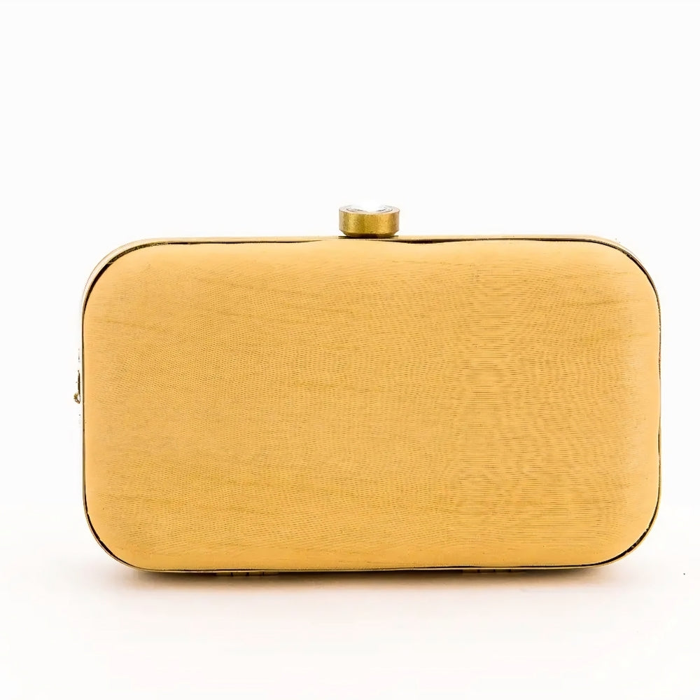 Embroidered Gold Clutch