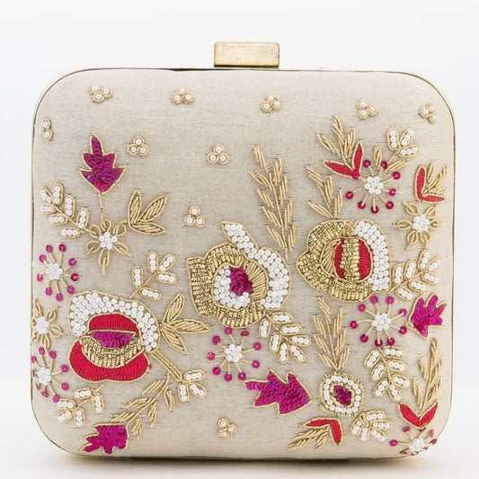 Floral Embroidered Clutch