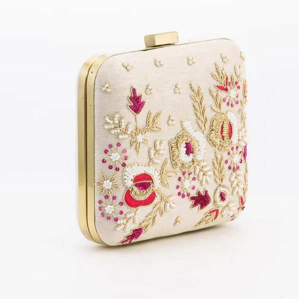 Floral Embroidered Clutch