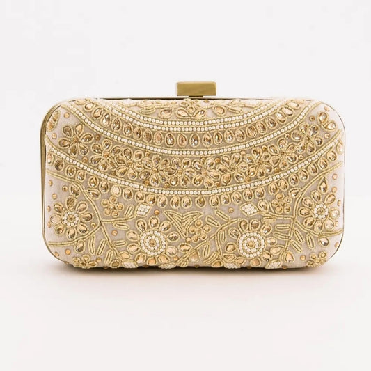 Elegant Gold Embroidered Clutch