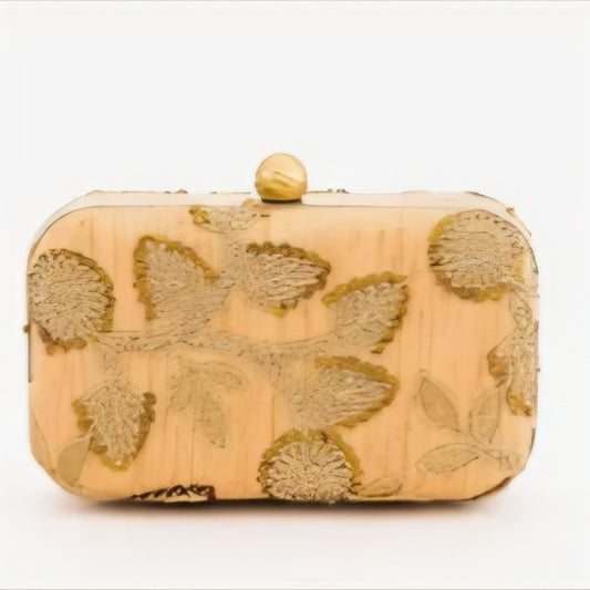 Elegant Gold Clutch with Floral Design