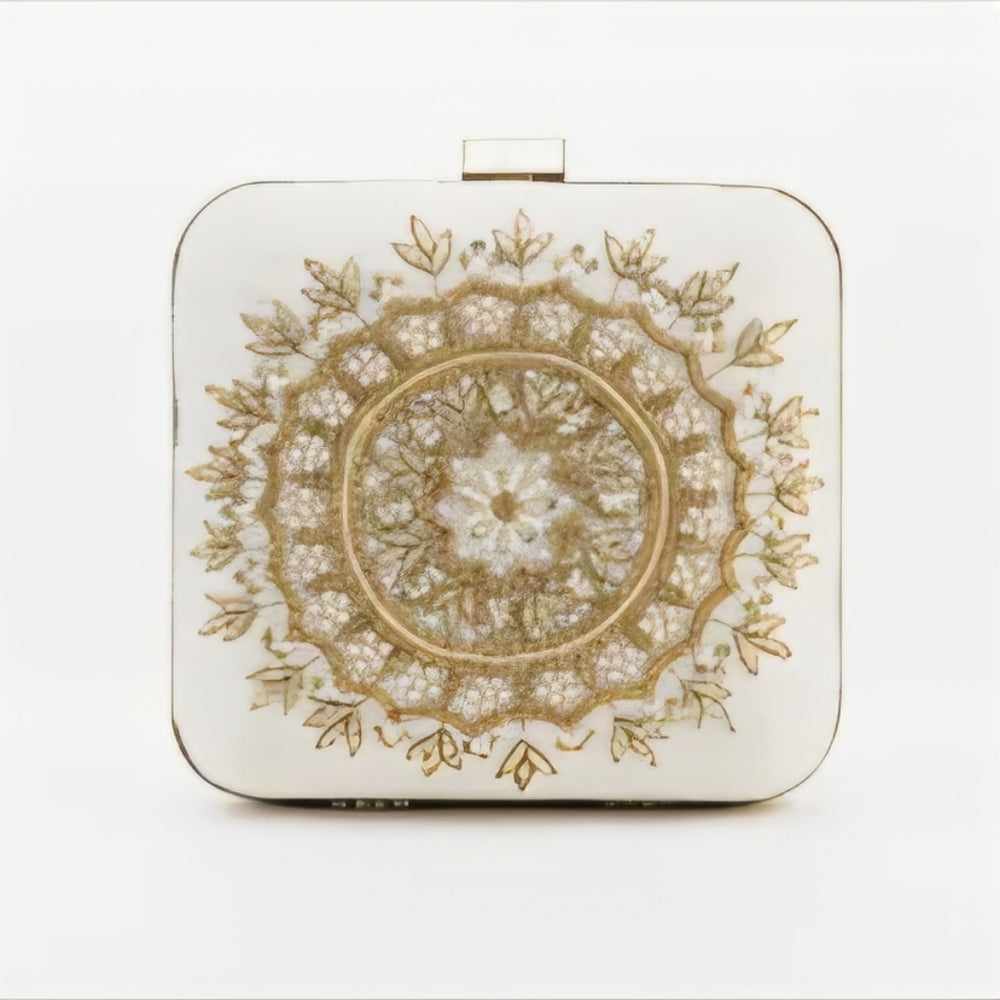 Elegant White and Gold Clutch