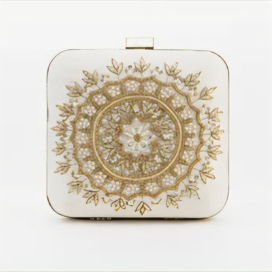 Elegant White and Gold Clutch