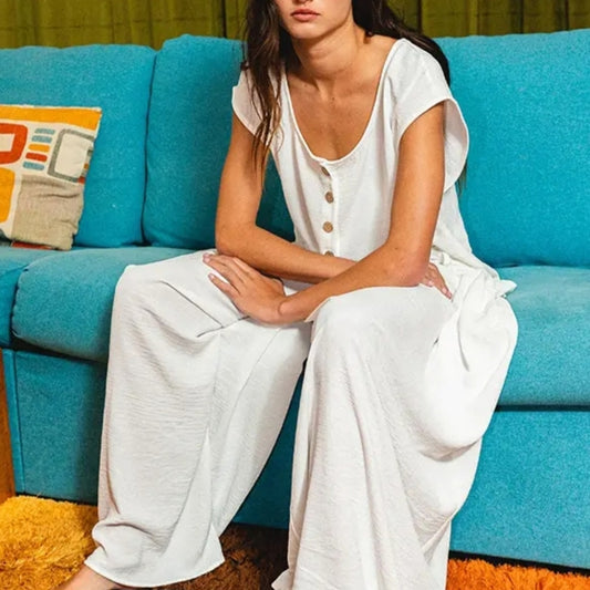 BUCKETLIST White Wide Leg Jumpsuit