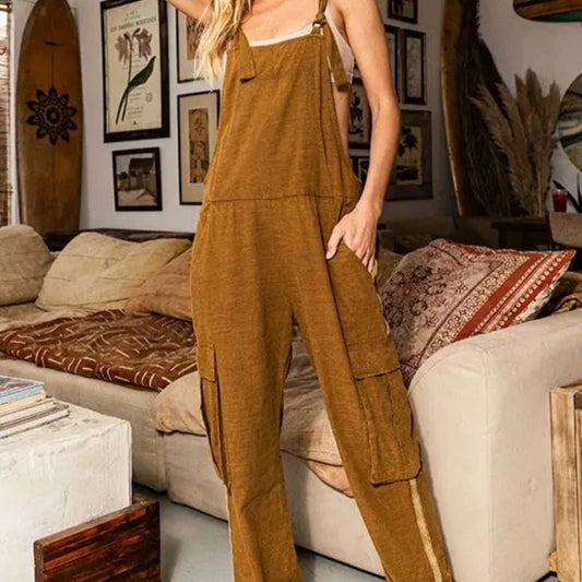 BUCKETLIST Tan Jumpsuit with Pockets