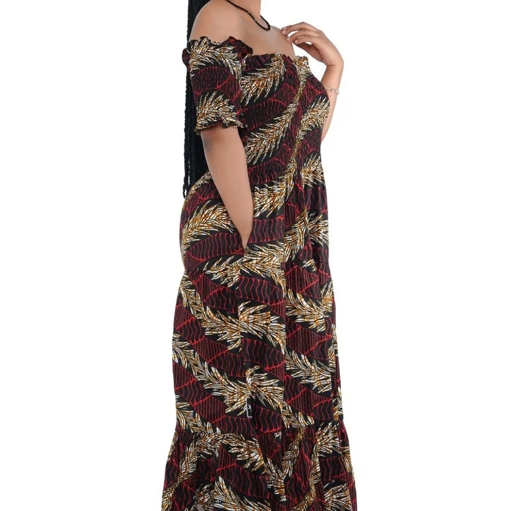 Elegant Off-Shoulder Black and Gold Dress