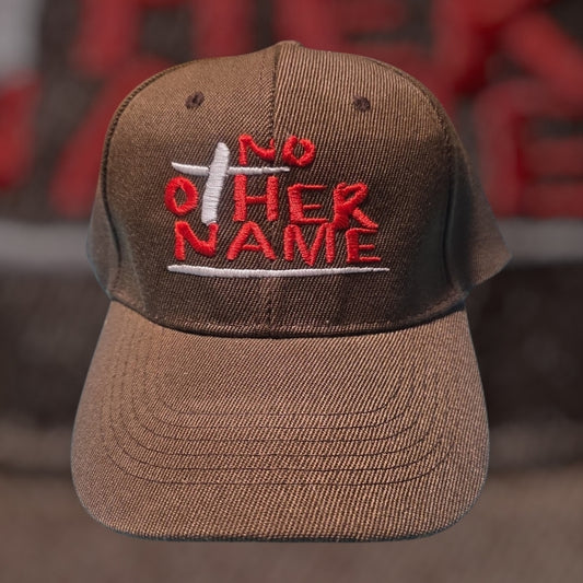 Brown Cap with Red Embroidery "NO OTHER NAME"