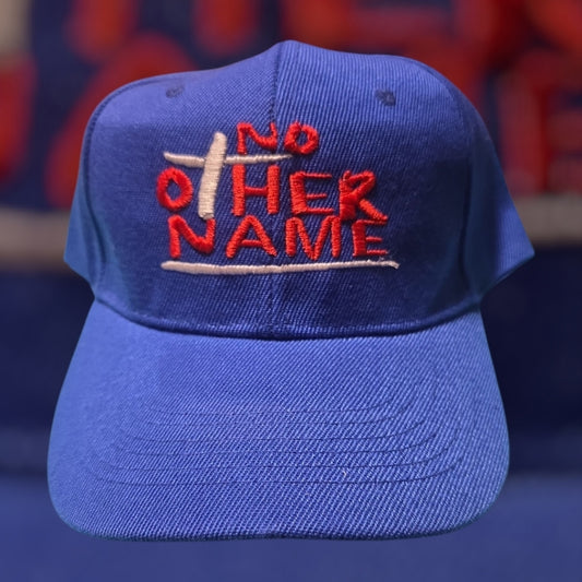 Blue Cap with Red and White Embroidery " NO OTHER NAME"