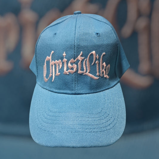 Blue Cap with Christlike Embroidery
