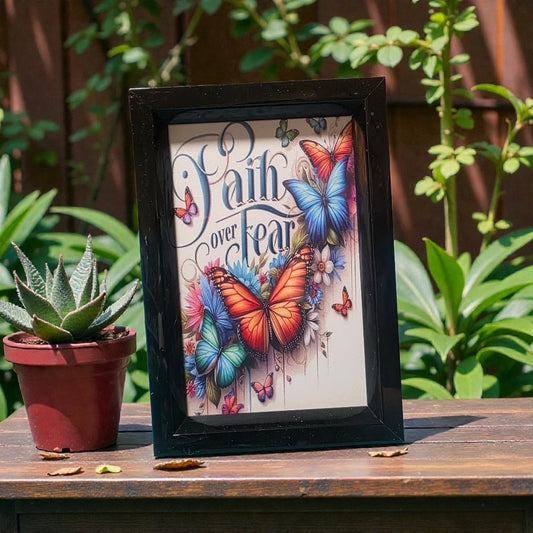 Colorful Butterfly Framed Art Faith Over Fear
