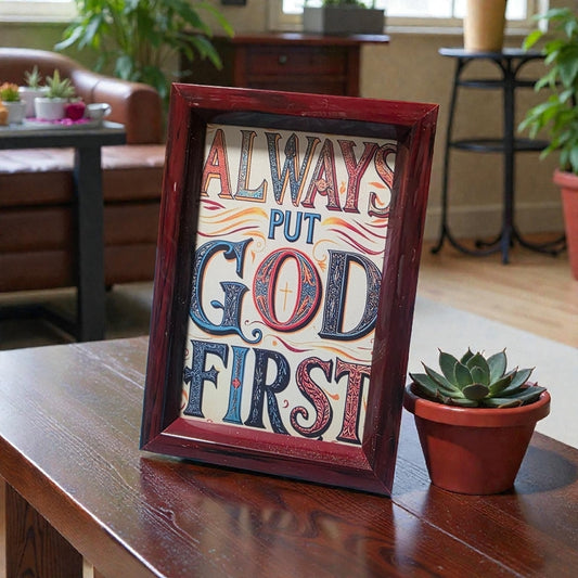 Always Put God First Frame Art 4×6