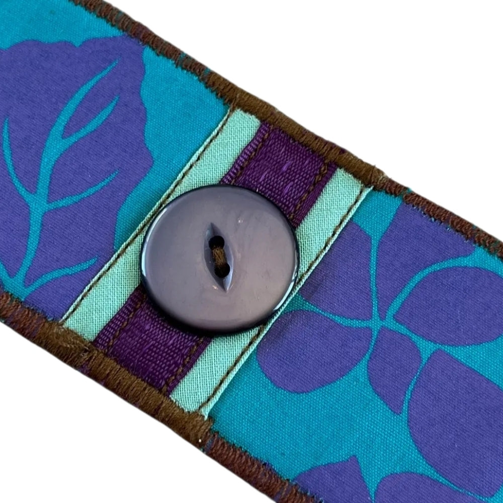 Upcycled Blue and Purple Fabric Cuff Bracelet