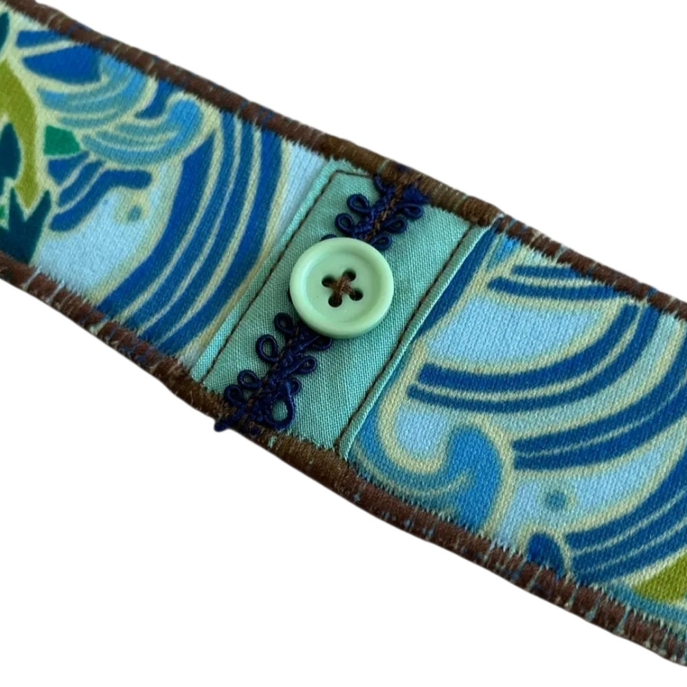 Upcycled Blue and Green Fabric Cuff Bracelet
