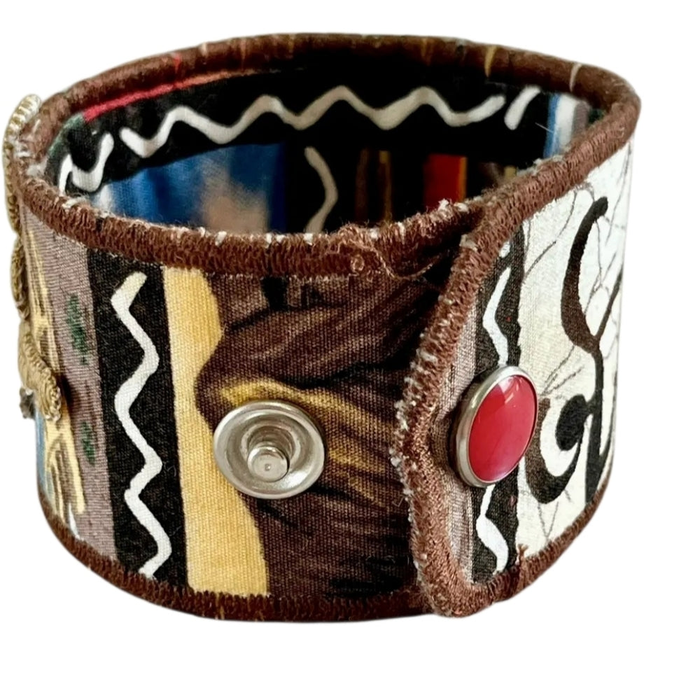 Upcycled Colorful Fabric Cuff Bracelet