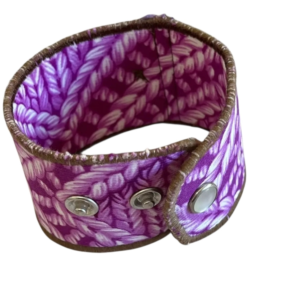 Upcycled Purple Fabric Cuff Bracelet