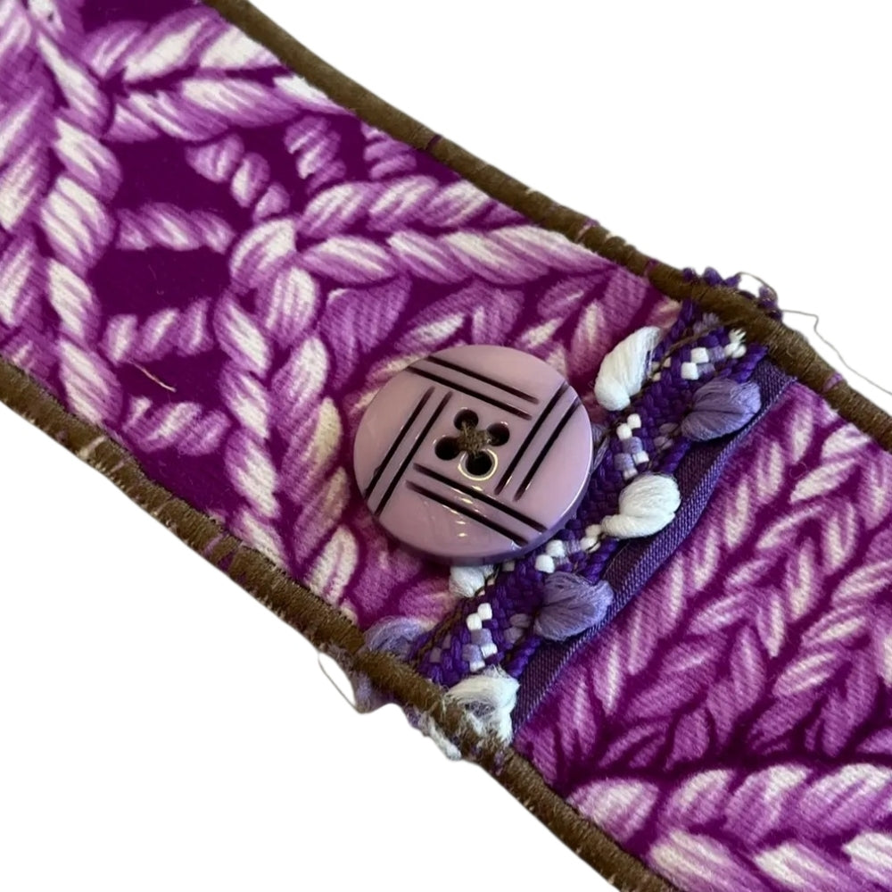 Upcycled Purple Fabric Cuff Bracelet