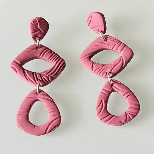 Pink Geometric Dangle Earrings
