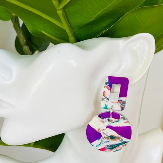 Purple and Multicolor Statement Earrings