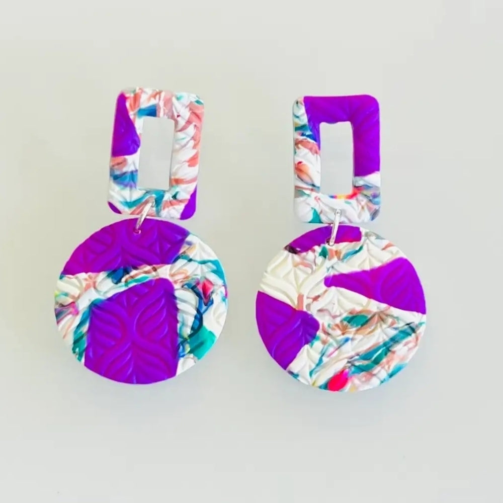 Purple and Multicolor Statement Earrings