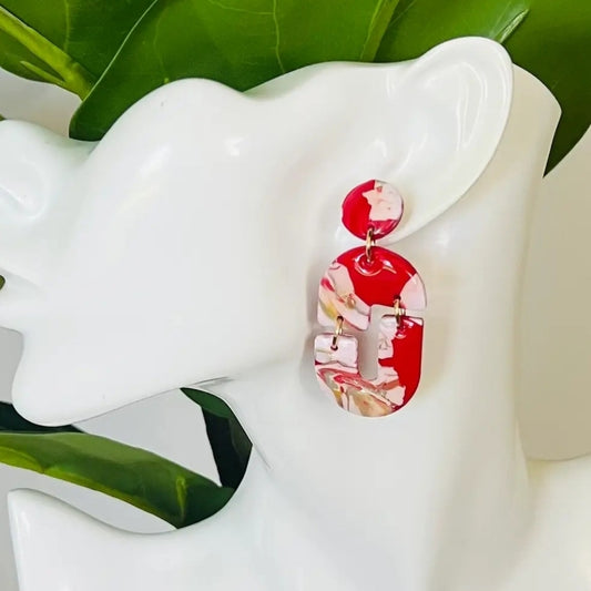 Red and Pink Statement Earrings