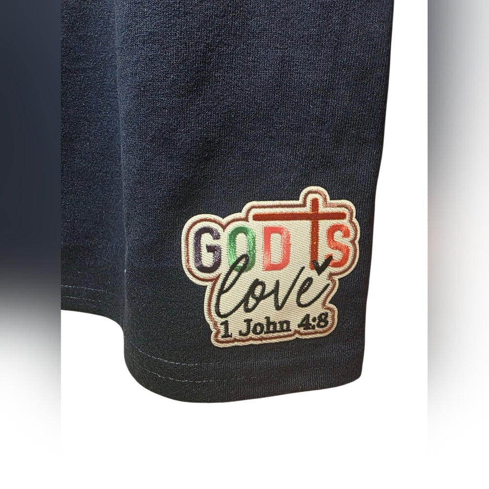 Navy Blue Graphic T-Shirt with Colorful Print Jesus Loves You