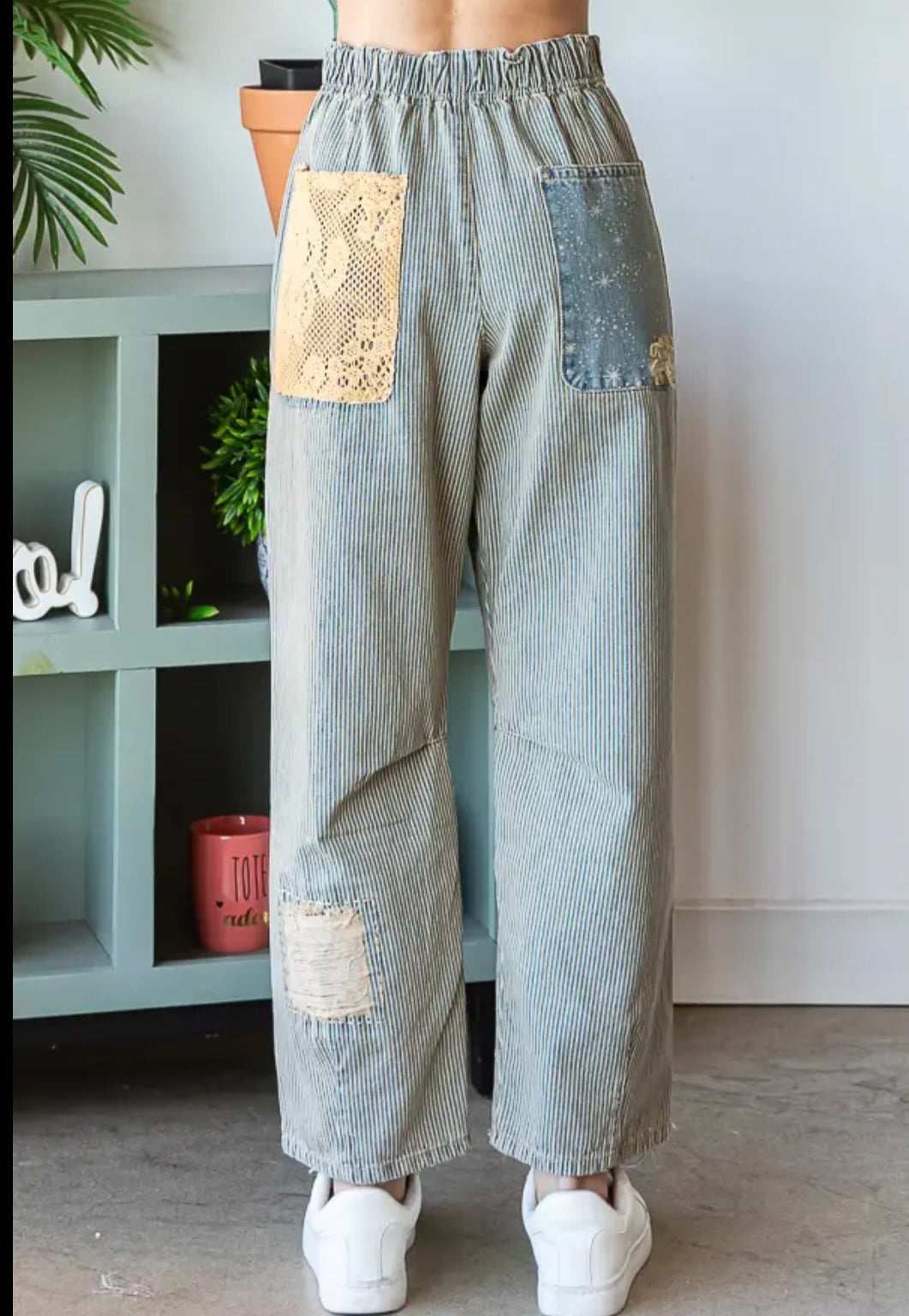 Washed striped Baggy pants