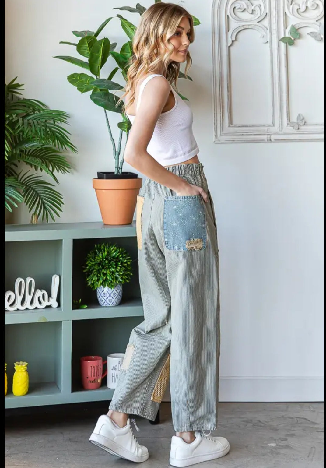Washed striped Baggy pants