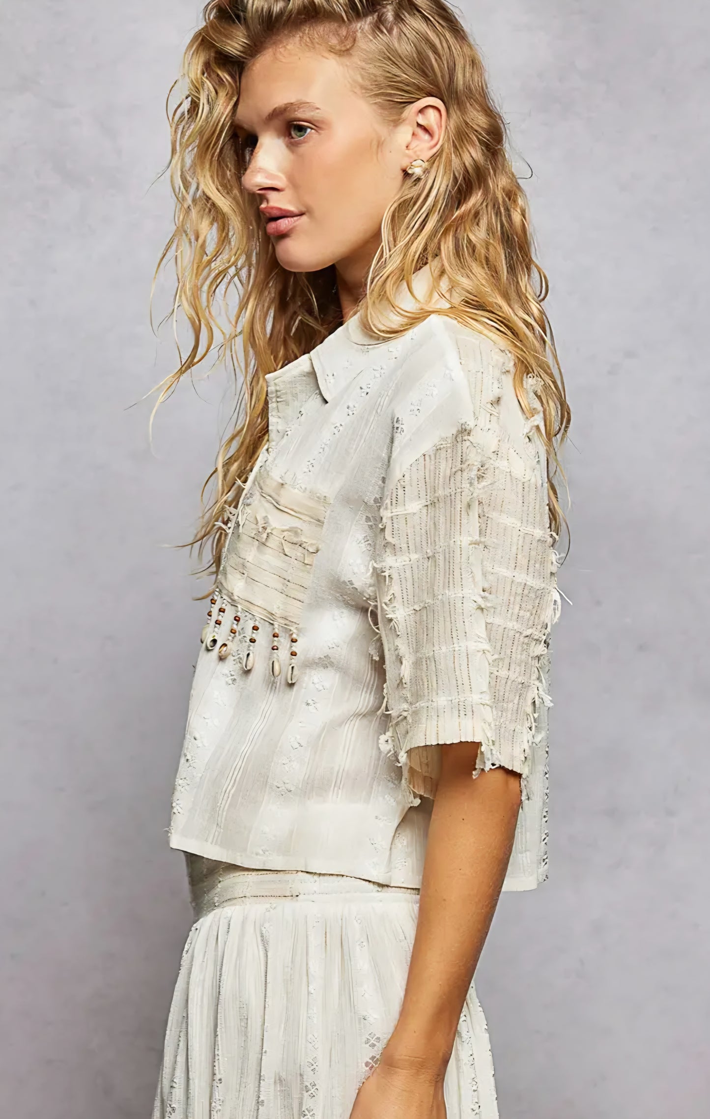 Boho woven shell top