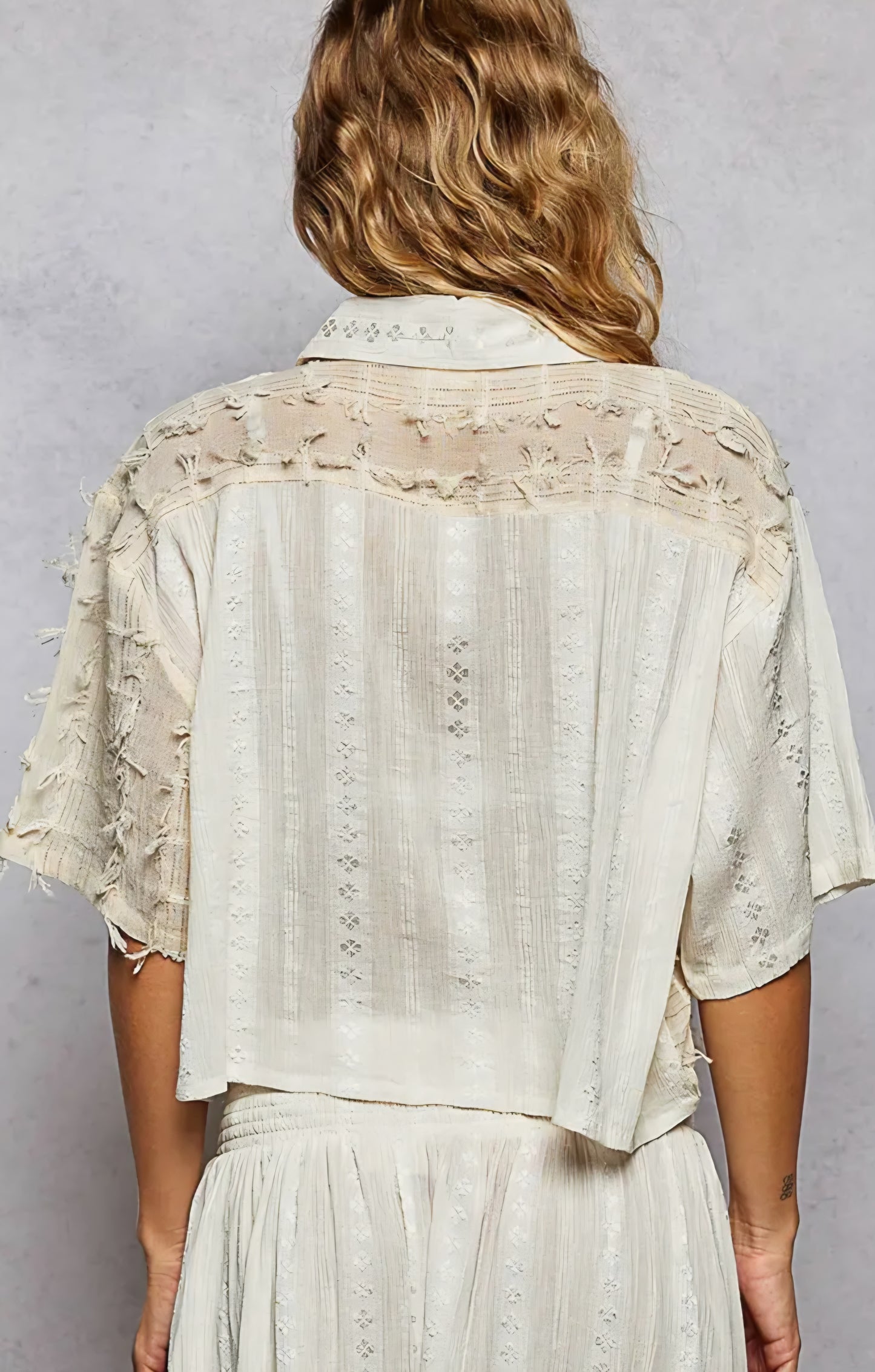 Boho woven shell top