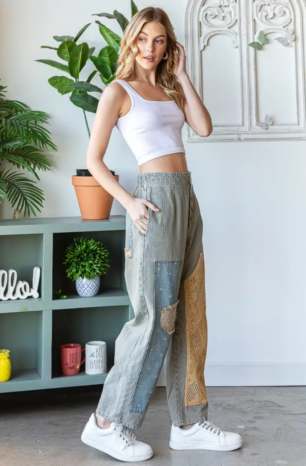 Washed striped Baggy pants