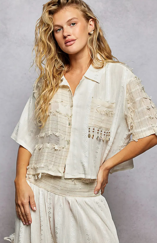 Boho woven shell top