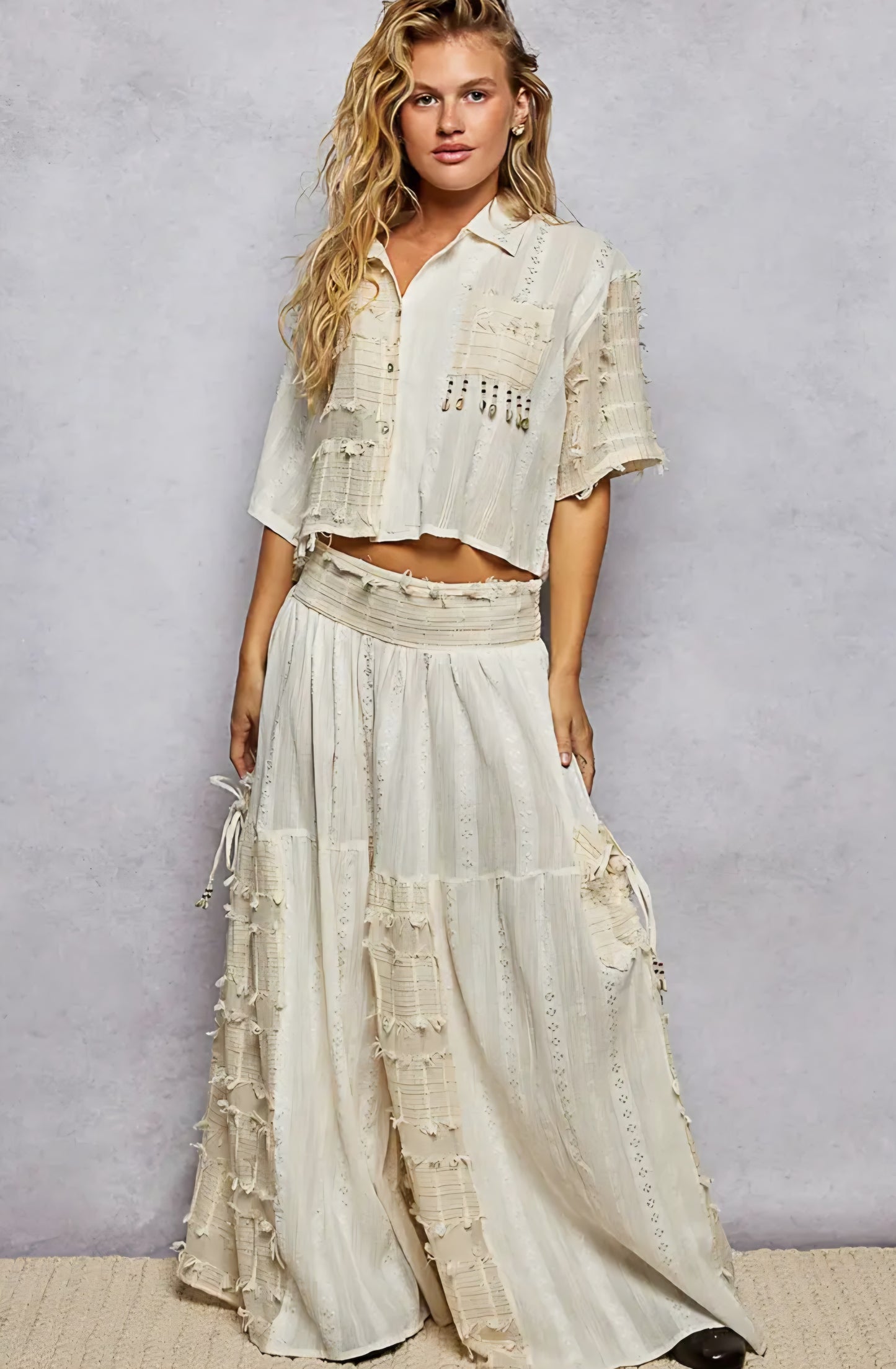 Boho woven shell top