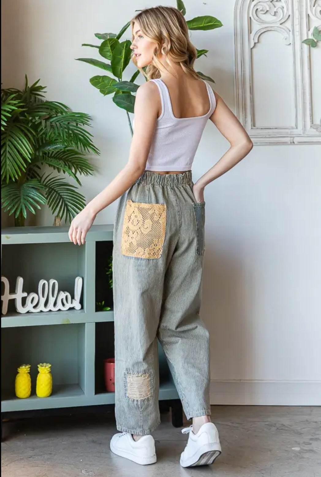 Washed striped Baggy pants
