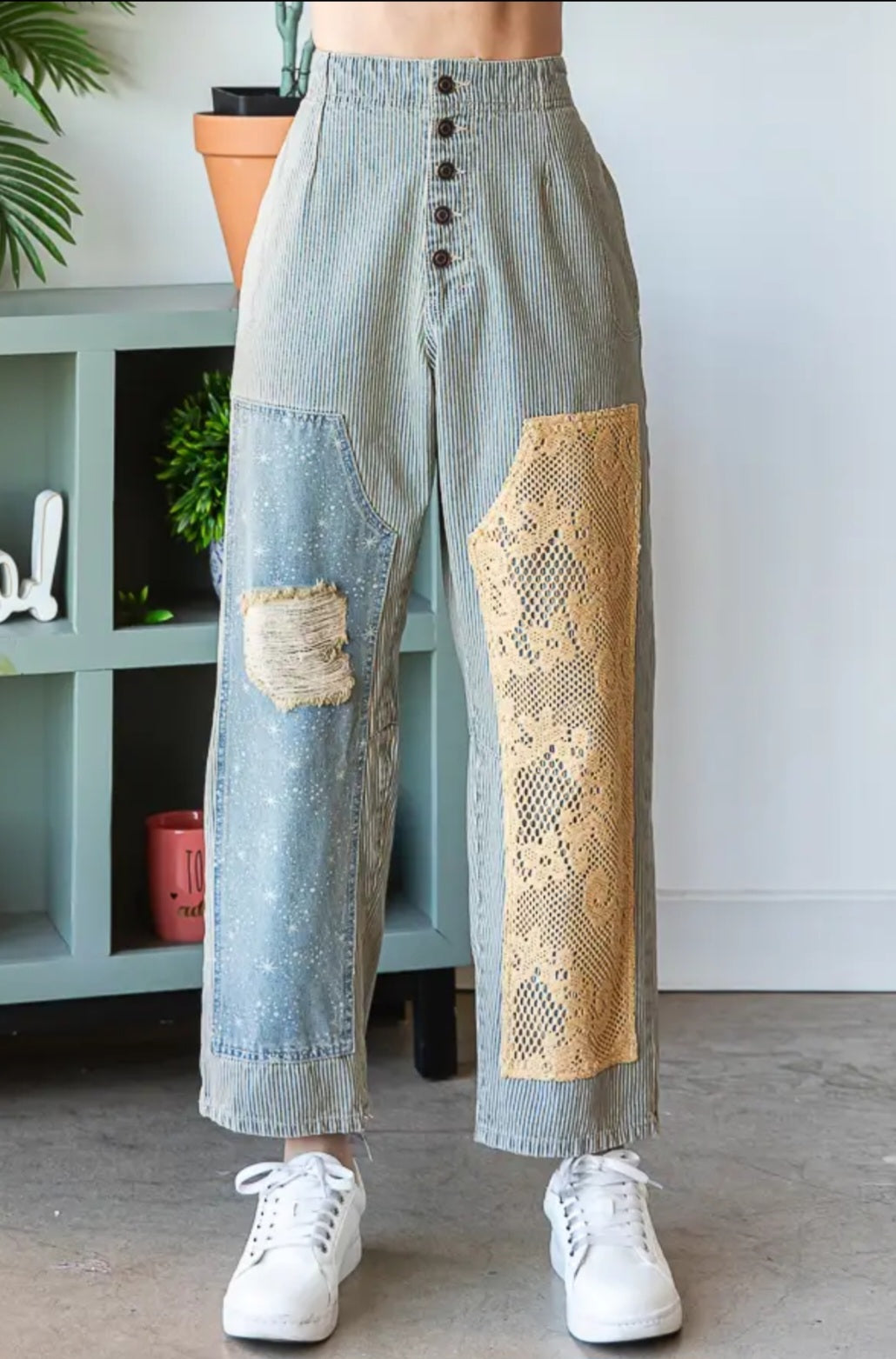 Washed striped Baggy pants