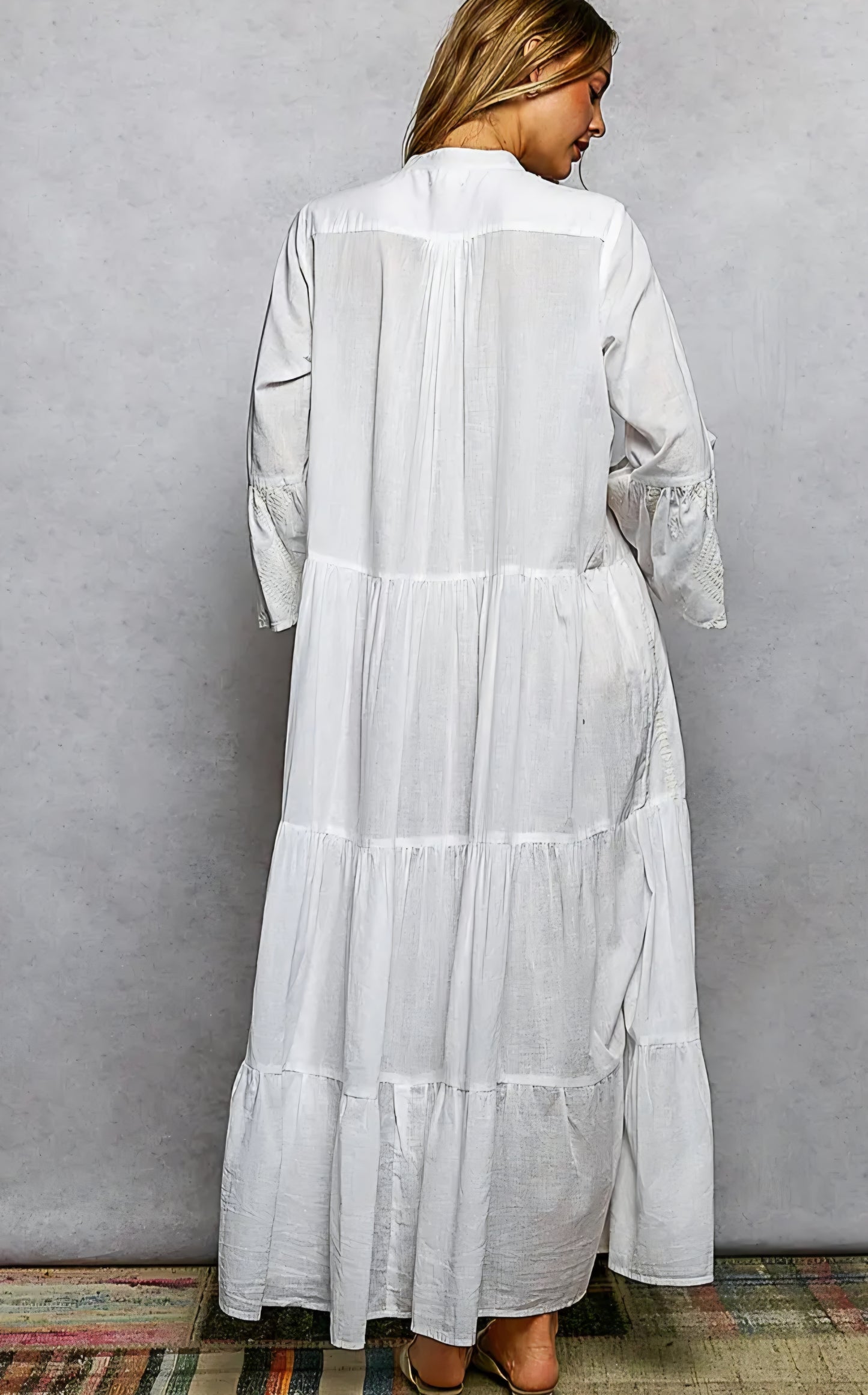 Embroidered tiered dress