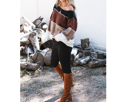 Coffee Chat Color Block Sweater